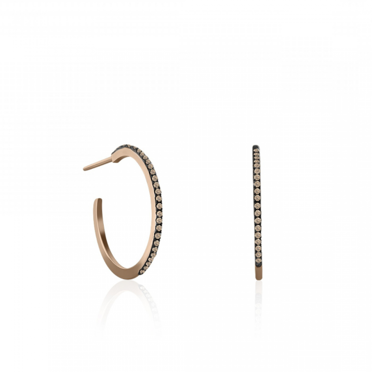 Hoop earrings 18K pink gold with brown diamonds 0.18ct, sk3676 EARRINGS Κοσμηματα - chrilia.gr