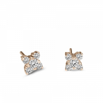 Multistone earrings flowers, 18K pink gold with diamonds 0.41ct, SI1, G, sk3789 EARRINGS Κοσμηματα - chrilia.gr