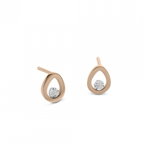 Earrings 18K pink gold with diamonds 0.016ct, VS1, H, sk3807 EARRINGS Κοσμηματα - chrilia.gr