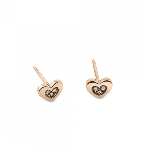 Heart earrings 18K pink gold with diamonds 0.03ct, VS1, G, sk3808 EARRINGS Κοσμηματα - chrilia.gr
