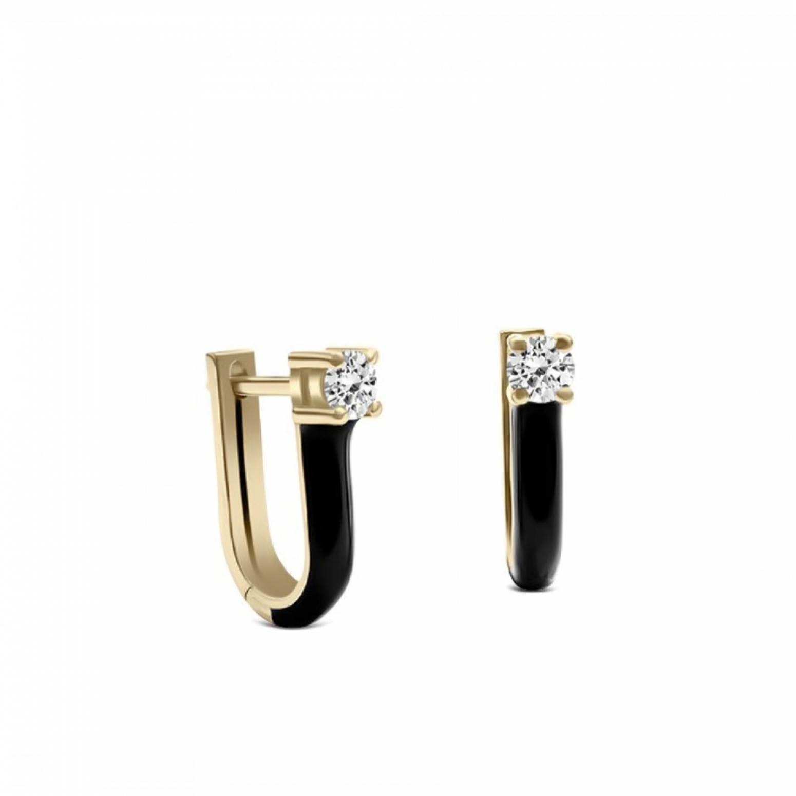 Hoop earrings, 18K gold with enamel and diamonds 0.28ct, VS1, H, sk3822 EARRINGS Κοσμηματα - chrilia.gr