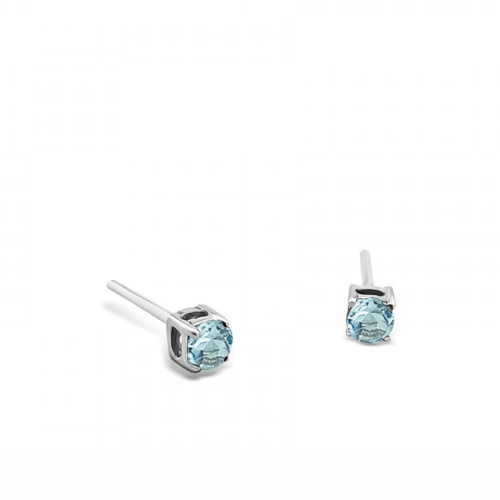 Solitaire earrings 9K white gold with blue topaz, sk3908 EARRINGS Κοσμηματα - chrilia.gr
