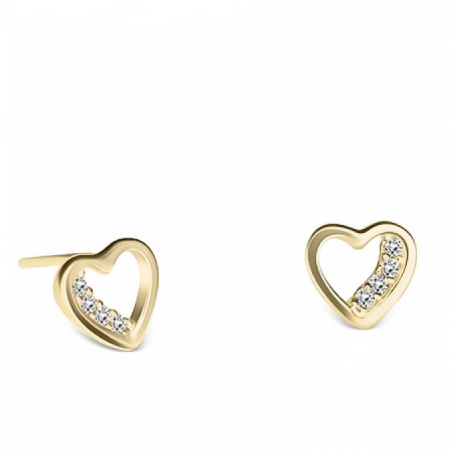 Heart earrings K14 gold with zircon, sk3931 EARRINGS Κοσμηματα - chrilia.gr