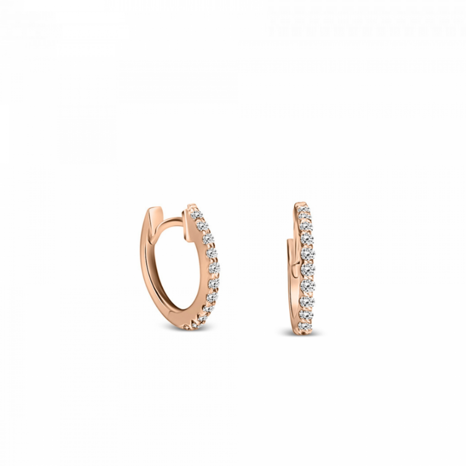 Hoop earrings, 18K pink gold with diamonds 0.12ct, VS1, H, sk3933 EARRINGS Κοσμηματα - chrilia.gr