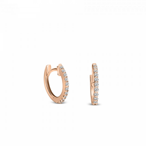 Hoop earrings, 18K pink gold with diamonds 0.12ct, VS1, H, sk3933 EARRINGS Κοσμηματα - chrilia.gr
