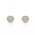 Multistone rosette earrings 18K gold with diamonds 0.15ct, VS1, G, sk4012 EARRINGS Κοσμηματα - chrilia.gr