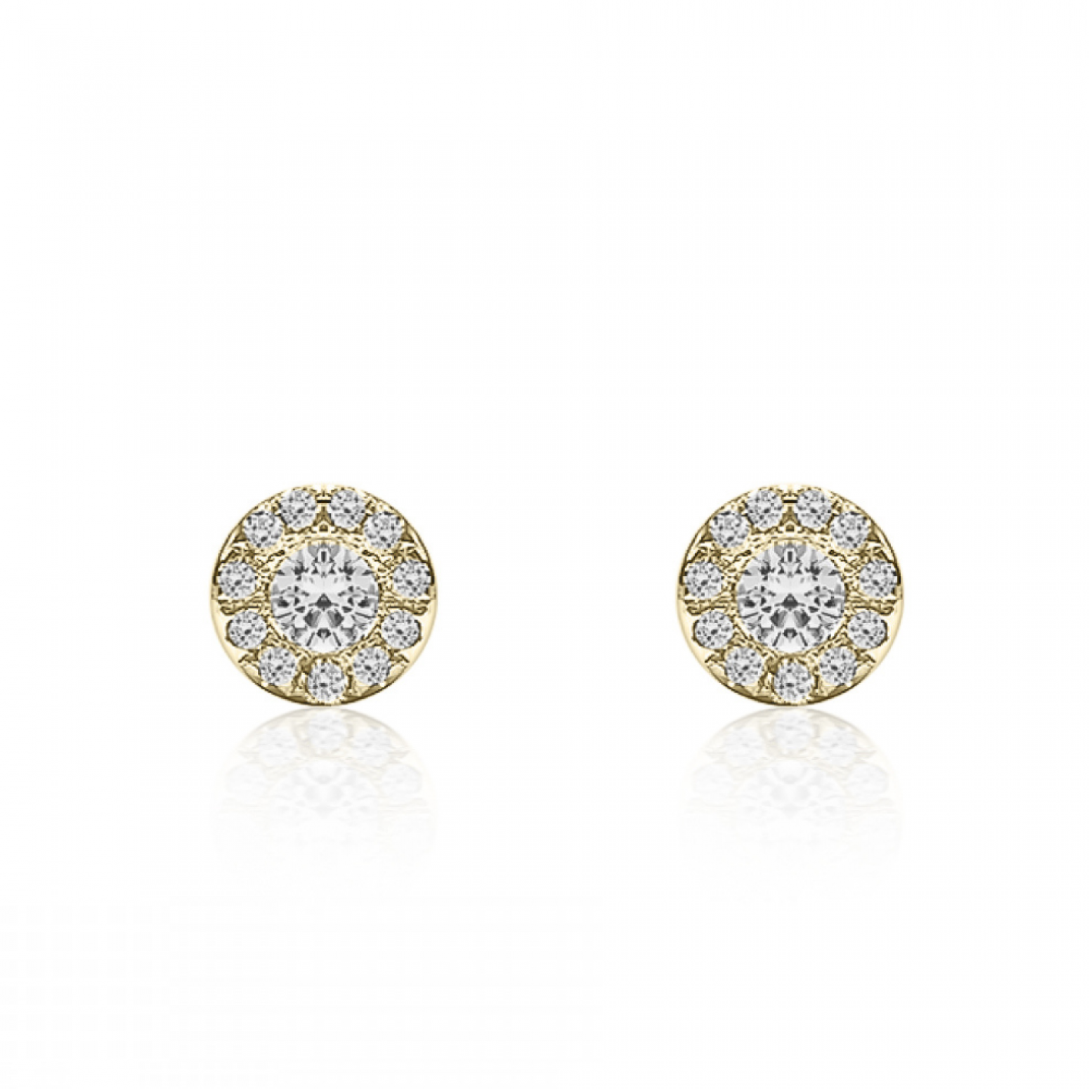 Πολύπετρα σκουλαρίκια ροζέτες Κ18 χρυσό με διαμάντια 0.15ct, VS1, G, sk4012 ΣΚΟΥΛΑΡΙΚΙΑ Κοσμηματα - chrilia.gr