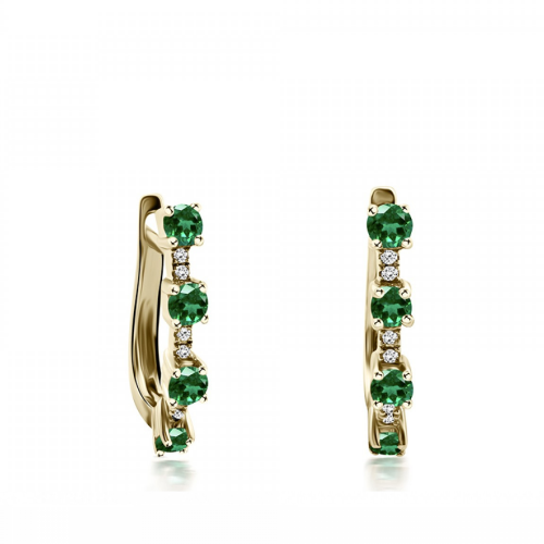 Hoop earrings, 18K gold with emeralds 0.75ct and diamonds 0.05ct VS2, H sk4022 EARRINGS Κοσμηματα - chrilia.gr