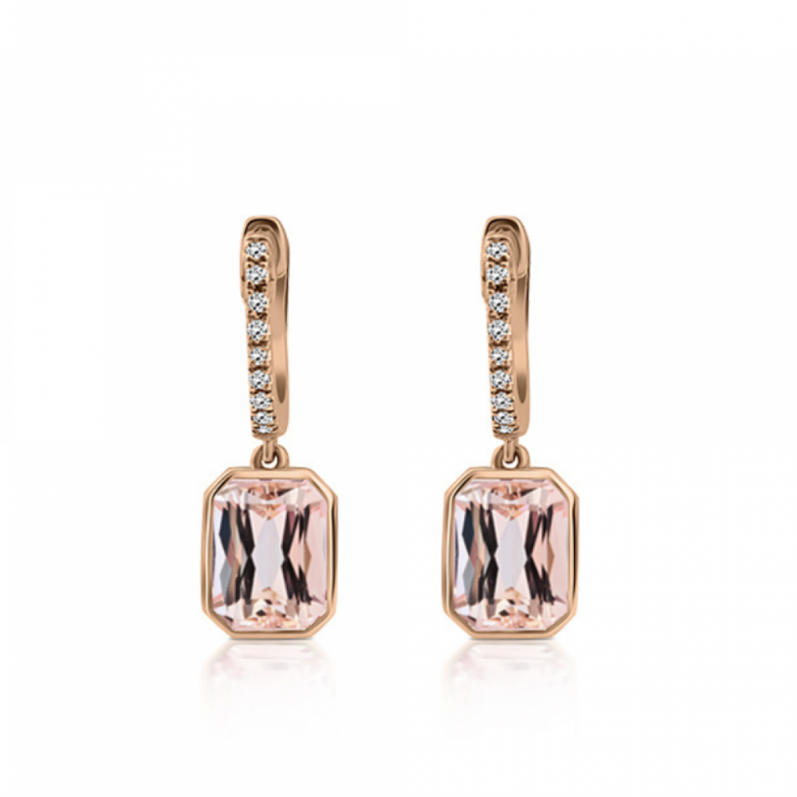 Hoop earrings 18K pink gold with morganite 3.00ct and diamonds 0.08ct, SI1, G, sk4026 EARRINGS Κοσμηματα - chrilia.gr