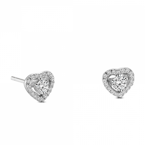 Multistone earrings hearts 18K white gold with diamonds 0.30ct, SI1, H, sk4027 EARRINGS Κοσμηματα - chrilia.gr