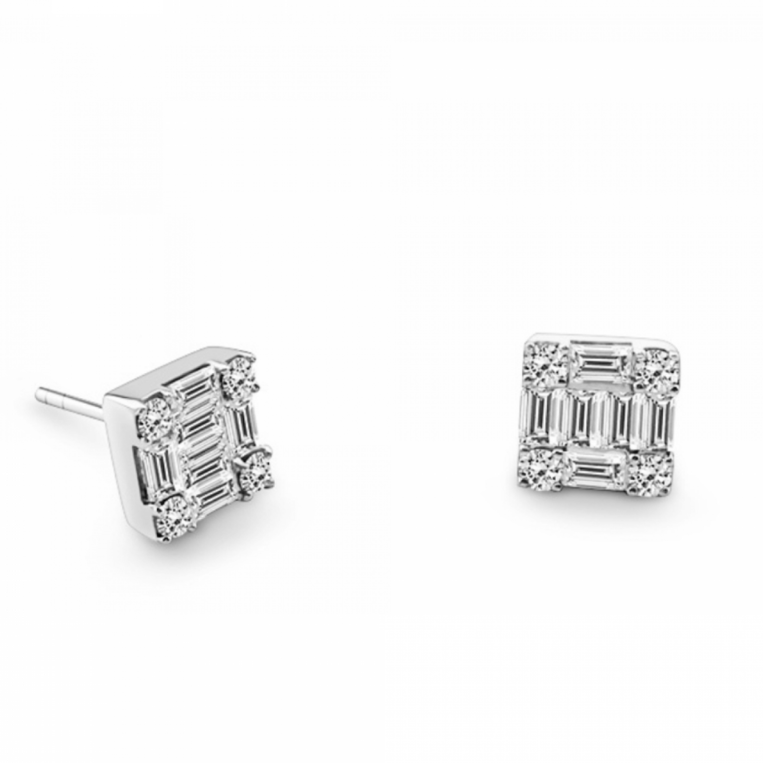 Multistone earrings 18K white gold with diamonds 0.92ct, VVS1, F, sk4036 EARRINGS Κοσμηματα - chrilia.gr