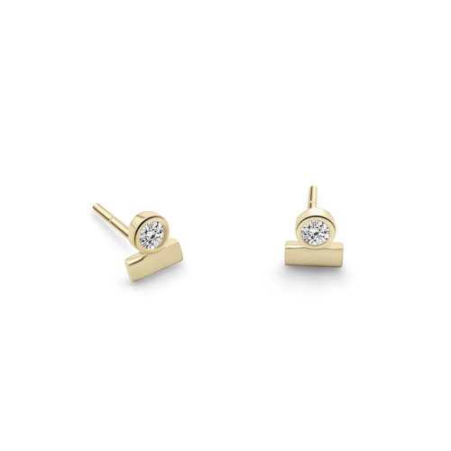 Solitaire earrings 9K gold with zircon, sk4147 EARRINGS Κοσμηματα - chrilia.gr