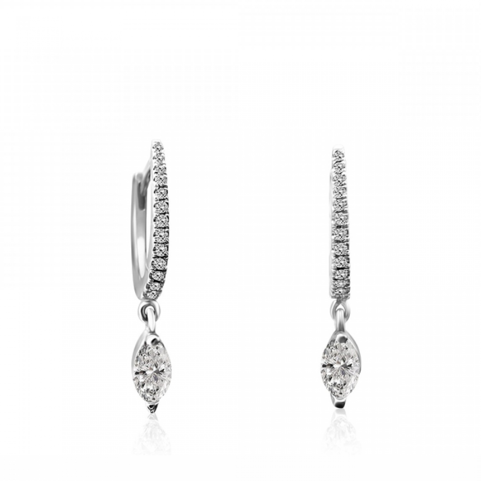 Hoop earrings 18K white gold with diamonds 0.37ct, VS1, G, sk3670 EARRINGS Κοσμηματα - chrilia.gr