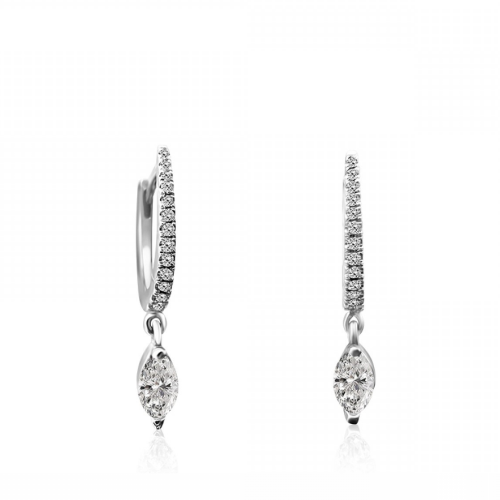 Hoop earrings 18K white gold with diamonds 0.37ct, VS1, G, sk3670 EARRINGS Κοσμηματα - chrilia.gr