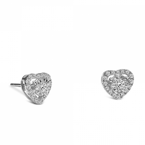 Multistone earrings hearts 18K white gold with diamonds  0.33ct, SI1, G, sk3787 EARRINGS Κοσμηματα - chrilia.gr
