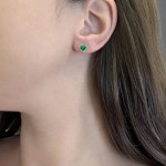 Heart earrings 18K white gold with emeralds 0.80ct and diamonds 0.10ct VS1, G sk3517 EARRINGS Κοσμηματα - chrilia.gr