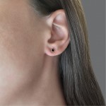 Solitaire earrings 14K pink gold with black zircon, sk3668 EARRINGS Κοσμηματα - chrilia.gr