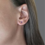 Solitaire earrings 9K pink gold with amethyst, sk3906 EARRINGS Κοσμηματα - chrilia.gr