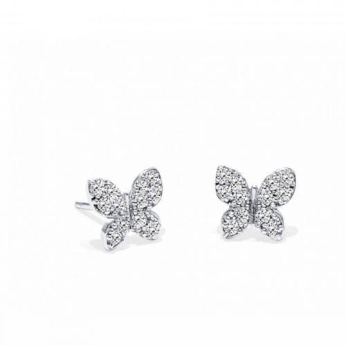 Butterfly earrings K14 white gold with zircon, sk2174 EARRINGS Κοσμηματα - chrilia.gr