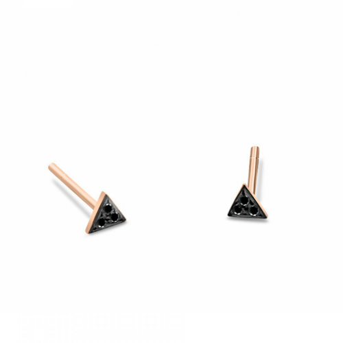 Triangle earrings K9 pink gold with black zircon, sk3502 EARRINGS Κοσμηματα - chrilia.gr