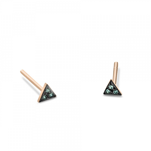 Σκουλαρίκια τρίγωνα Κ9 ροζ χρυσό με μπλε ζιργκόν, sk3506 ΣΚΟΥΛΑΡΙΚΙΑ Κοσμηματα - chrilia.gr