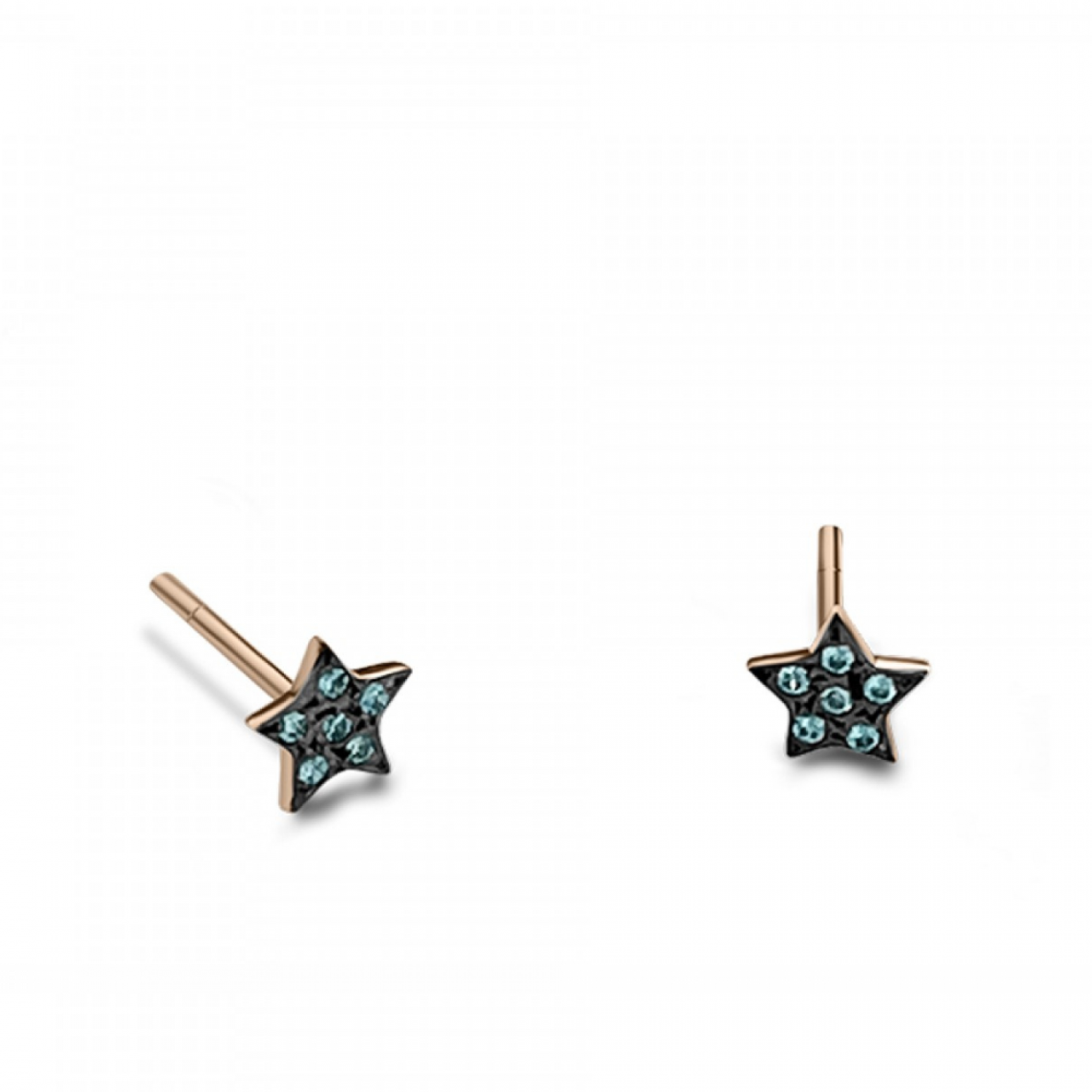 Star earrings K9 pink gold with blue zircon, sk3509 EARRINGS Κοσμηματα - chrilia.gr