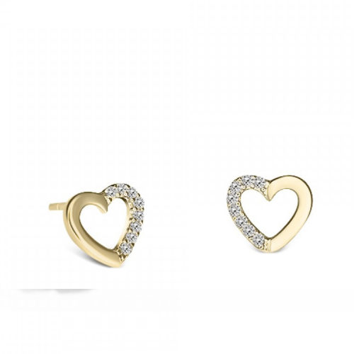 Heart earrings K14 gold with zircon, sk3932 EARRINGS Κοσμηματα - chrilia.gr