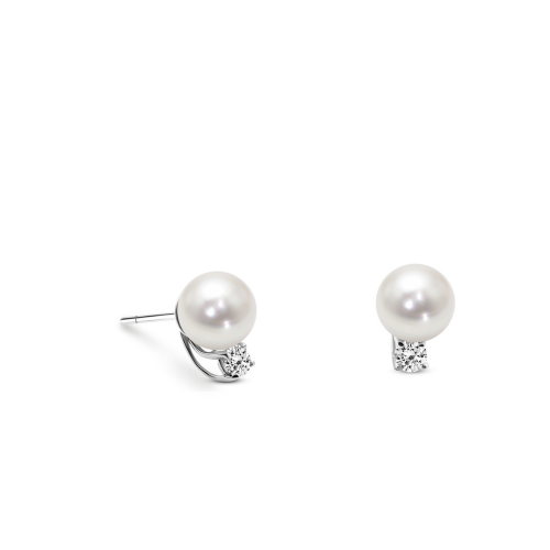 Earrings K9 white gold with pearls and zircon, sk4118 EARRINGS Κοσμηματα - chrilia.gr
