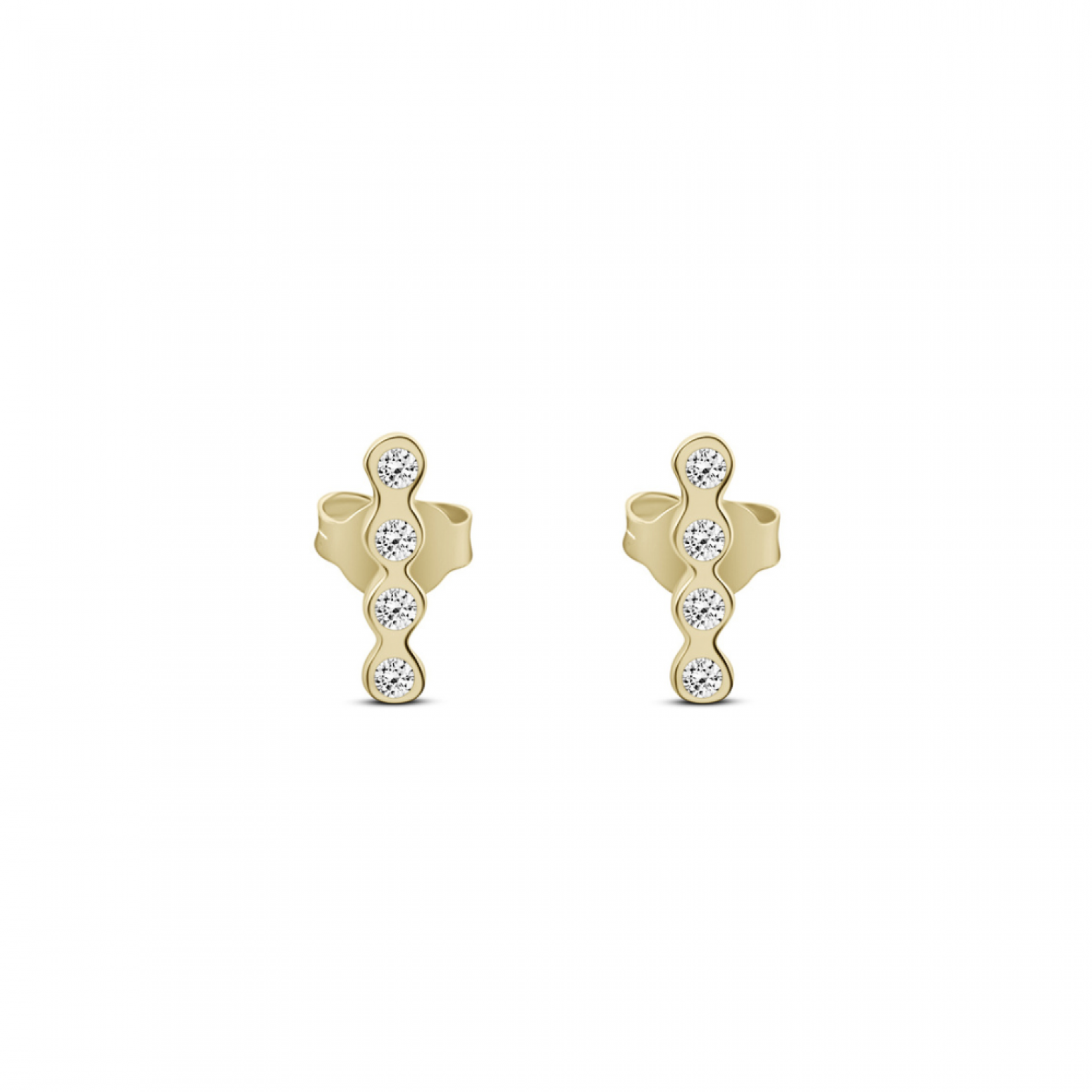 Earrings K9 gold with zircon, sk4125 EARRINGS Κοσμηματα - chrilia.gr