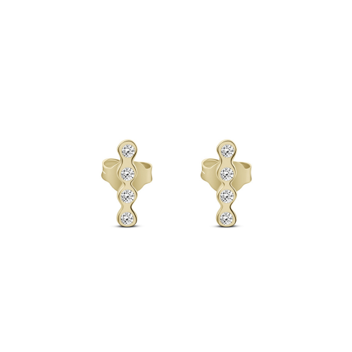 Earrings K9 gold with zircon, sk4125 EARRINGS Κοσμηματα - chrilia.gr
