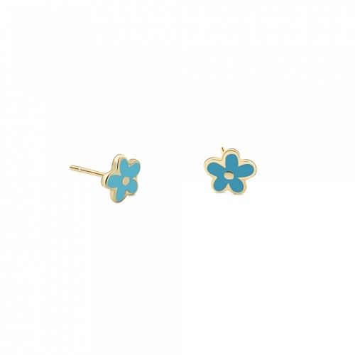 Flower baby earrings K9 gold with enamel, ps0149 EARRINGS Κοσμηματα - chrilia.gr