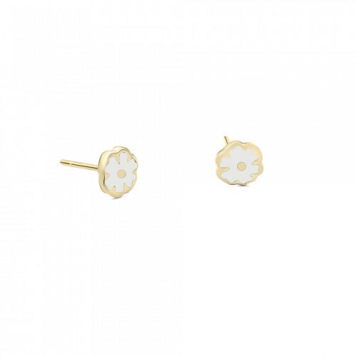 Flower baby earrings K9 gold with enamel, ps0153 EARRINGS Κοσμηματα - chrilia.gr