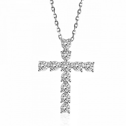 Βαπτιστικός σταυρός Κ18 λευκόχρυσο με διαμάντια 0.56ct, VS1, G st4033 ΣΤΑΥΡΟΙ Κοσμηματα - chrilia.gr