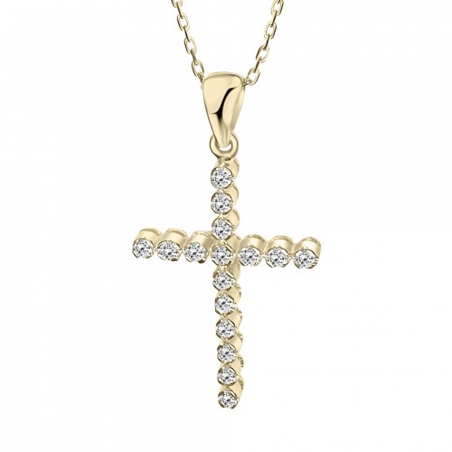 Baptism cross with chain K18 gold with diamonds 0.18ct, VS2, H st4068 CROSSES Κοσμηματα - chrilia.gr