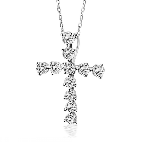Baptism cross with chain K18 white gold with diamonds 0.90ct, VS1, G st4071 CROSSES Κοσμηματα - chrilia.gr
