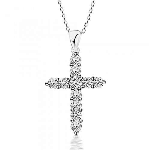 Baptism cross with chain K18 white gold with diamonds 0.72ct, VS1, G st4072 CROSSES Κοσμηματα - chrilia.gr