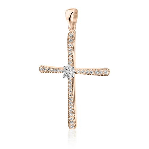 Βαπτιστικός σταυρός Κ18 ροζ χρυσό με διαμάντια 0.19ct, VS2, H st4080 ΣΤΑΥΡΟΙ Κοσμηματα - chrilia.gr