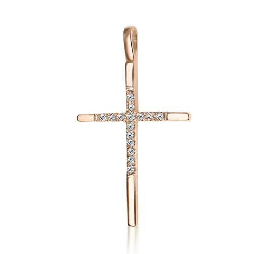 Βαπτιστικός σταυρός Κ18 ροζ χρυσό με διαμάντια 0.07ct, VS2, H st4081 ΣΤΑΥΡΟΙ Κοσμηματα - chrilia.gr