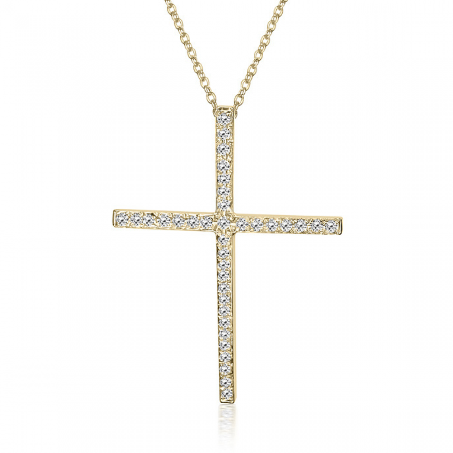 Baptism cross with chain K18 gold with diamonds 0.11ct, VS2, H ko5881 CROSSES Κοσμηματα - chrilia.gr