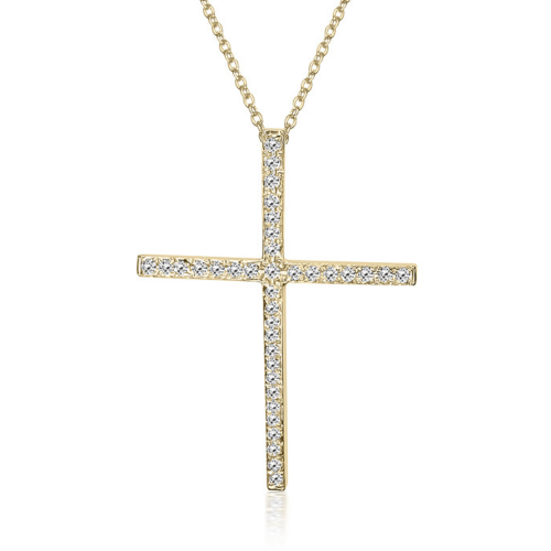 Baptism cross with chain K18 gold with diamonds 0.11ct, VS2, H ko5881 CROSSES Κοσμηματα - chrilia.gr