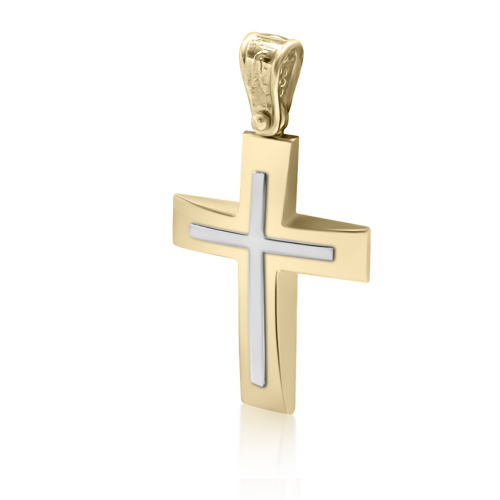 Βαπτιστικός σταυρός Κ14 χρυσό και λευκόχρυσο st4103 ΣΤΑΥΡΟΙ Κοσμηματα - chrilia.gr