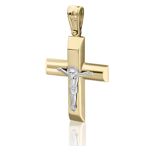 Βαπτιστικός σταυρός Κ14 χρυσό και λευκόχρυσο st4106 ΣΤΑΥΡΟΙ Κοσμηματα - chrilia.gr