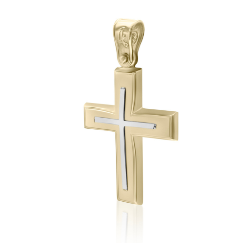 Βαπτιστικός σταυρός Κ14 χρυσό και λευκόχρυσο st4107 ΣΤΑΥΡΟΙ Κοσμηματα - chrilia.gr