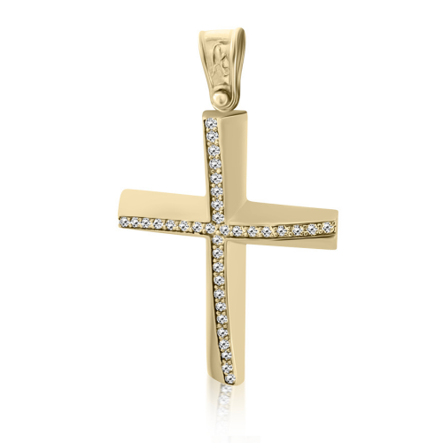 Βαπτιστικός σταυρός Κ14 χρυσό με ζιργκόν st4109 ΣΤΑΥΡΟΙ Κοσμηματα - chrilia.gr