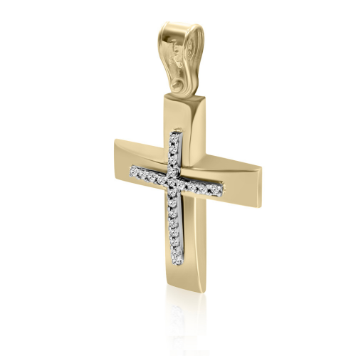 Βαπτιστικός σταυρός Κ14 χρυσό με ζιργκόν st4110 ΣΤΑΥΡΟΙ Κοσμηματα - chrilia.gr