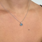 Oval necklace, Κ14 white gold with blue topaz, ko3270 NECKLACES Κοσμηματα - chrilia.gr