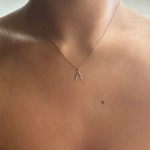 Wishbone necklace, Κ14 pink gold with diamond 0.005ct, VS2, H ko5006 NECKLACES Κοσμηματα - chrilia.gr