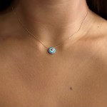 Eye necklace, Κ9 pink gold with zircon and enamel, ko5161 NECKLACES Κοσμηματα - chrilia.gr