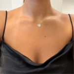 Round tag necklace, Κ14 white gold, ko5322 NECKLACES Κοσμηματα - chrilia.gr