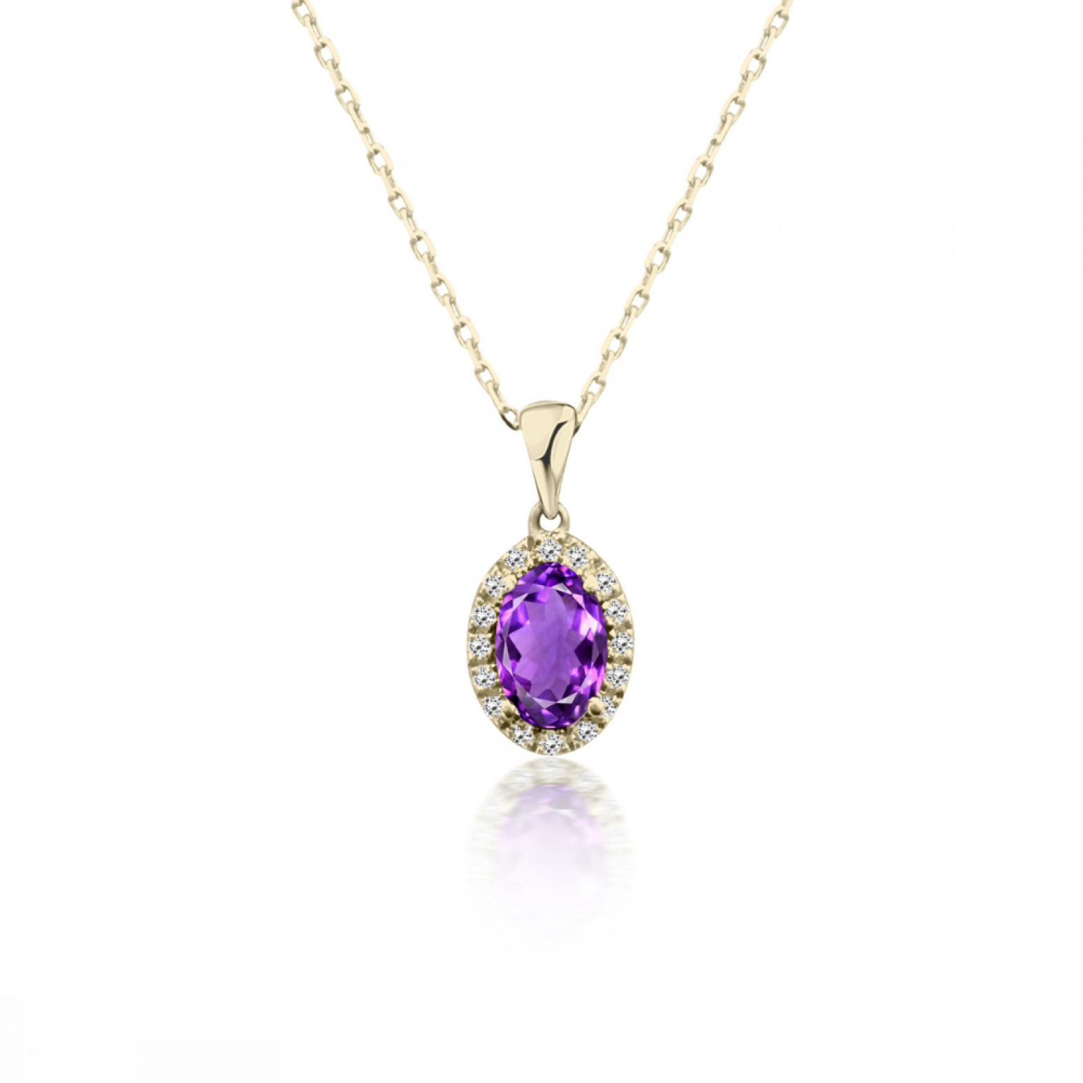 Solitaire necklace 18K gold with amethyst 0.34ct and diamonds 0.07ct, ko5943 NECKLACES Κοσμηματα - chrilia.gr